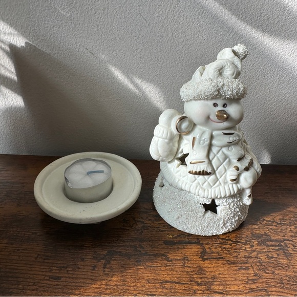 White Snowman Figurine with Gold Accents - Picture 2 of 3